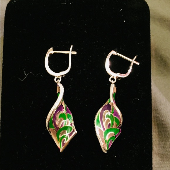 Sterling silver 925 dangling twist earrings. - Picture 3 of 7